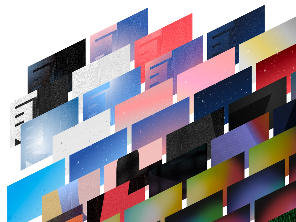 iA Winterfest wallpapers, arranged in a diagonal grid.