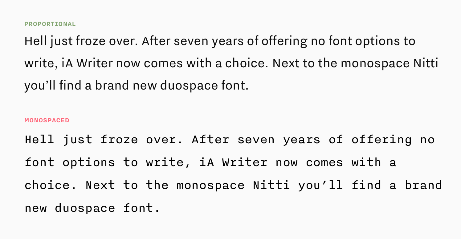 Proportional vs Monospace a comparison