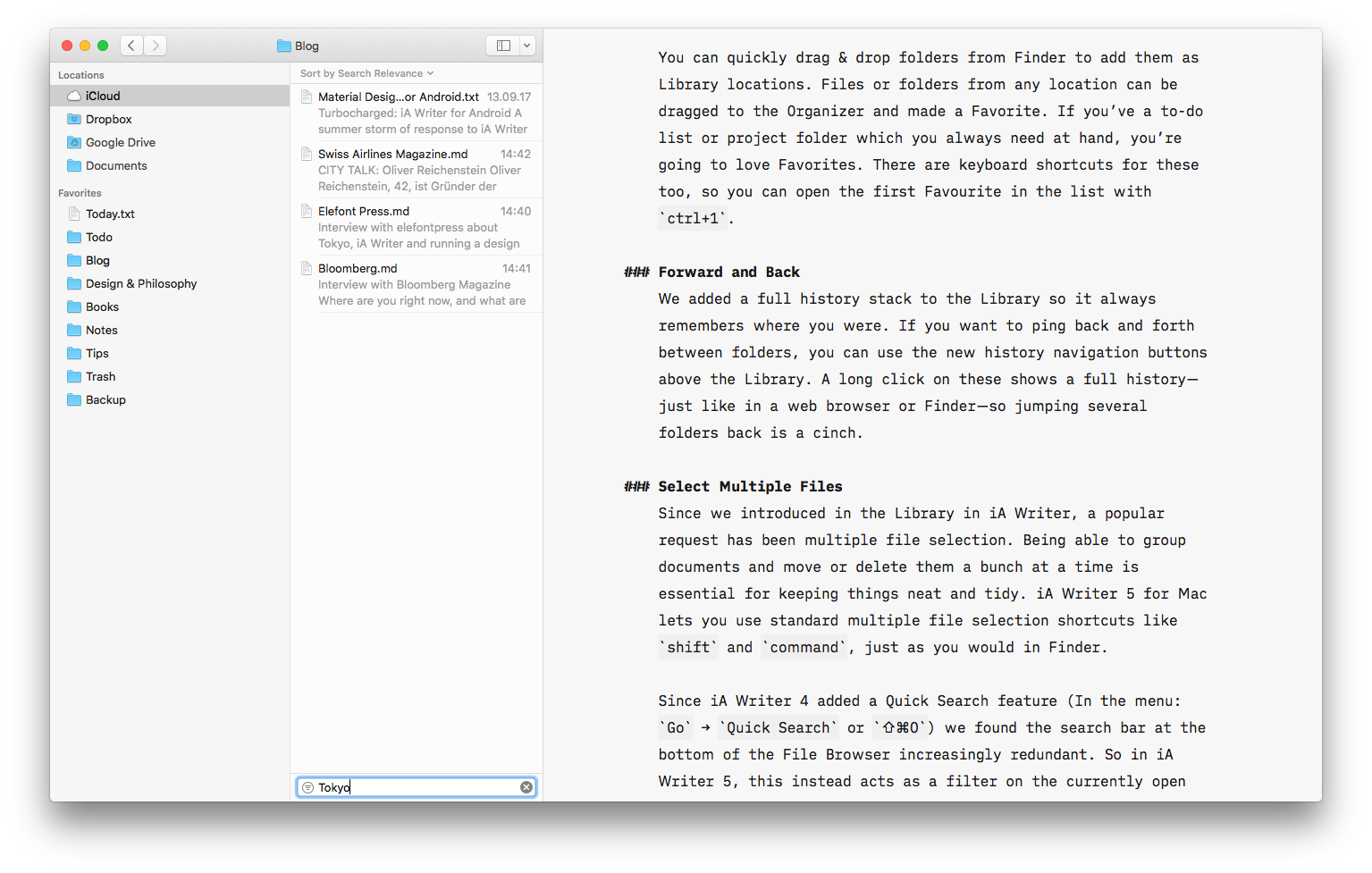 iA Writer for Mac Sort