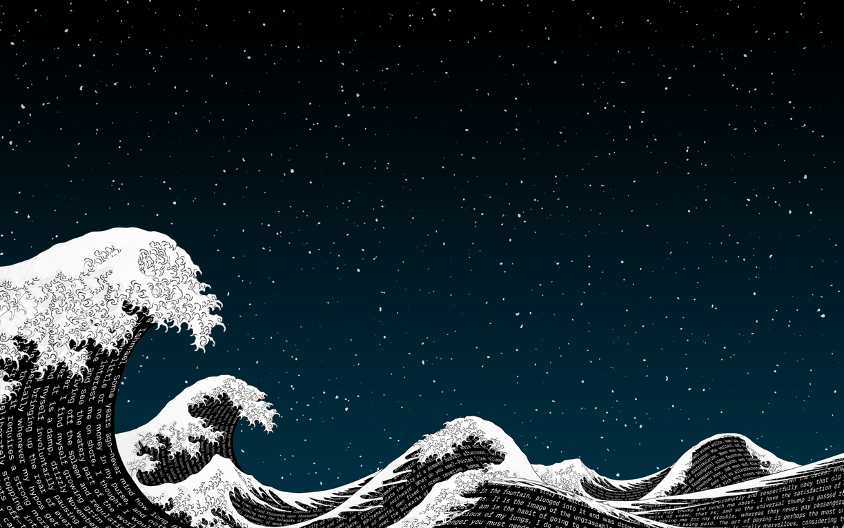 Desktop Background Hokusai x iA Writer Night English