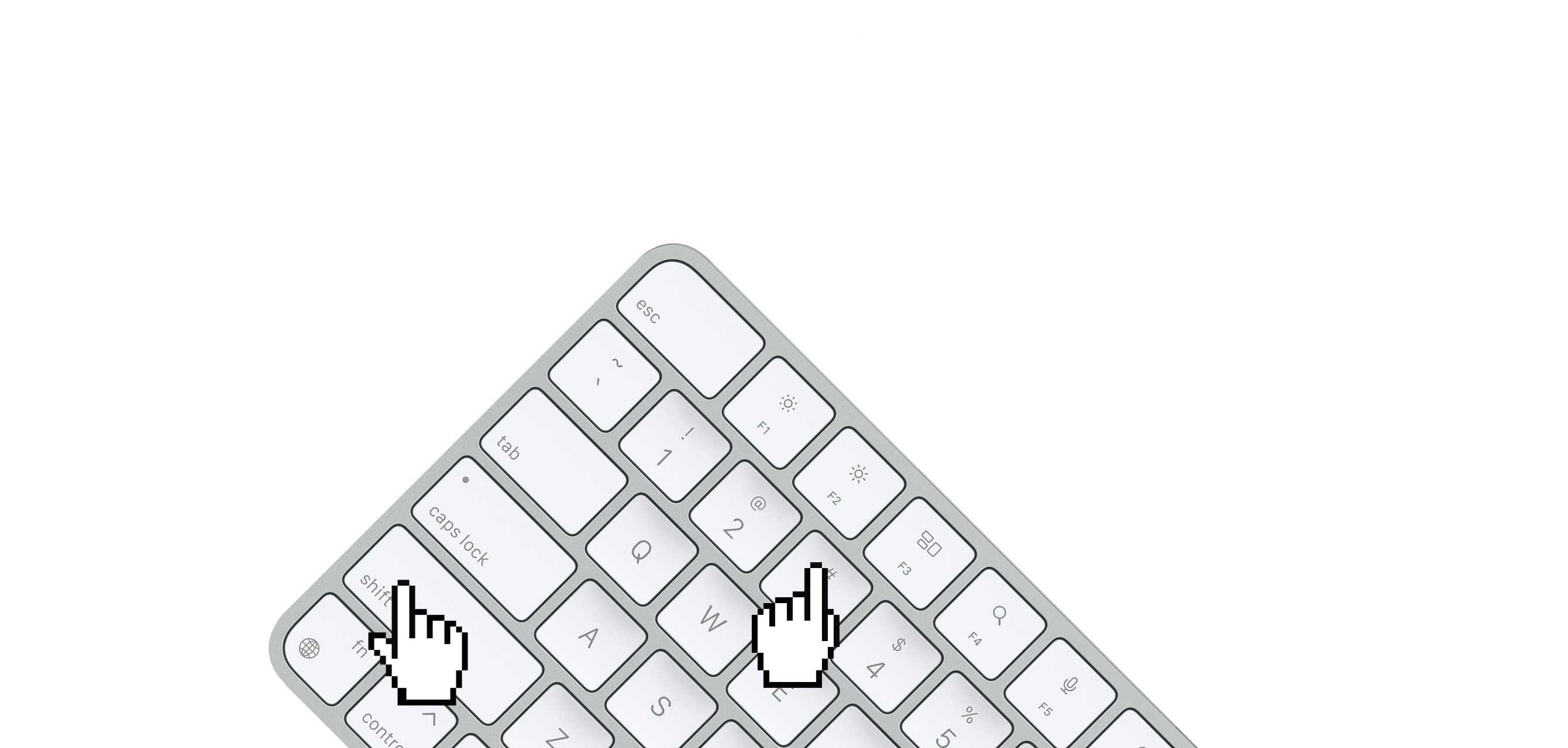 Diagonal Mac keyboard-with pointers clicking #3