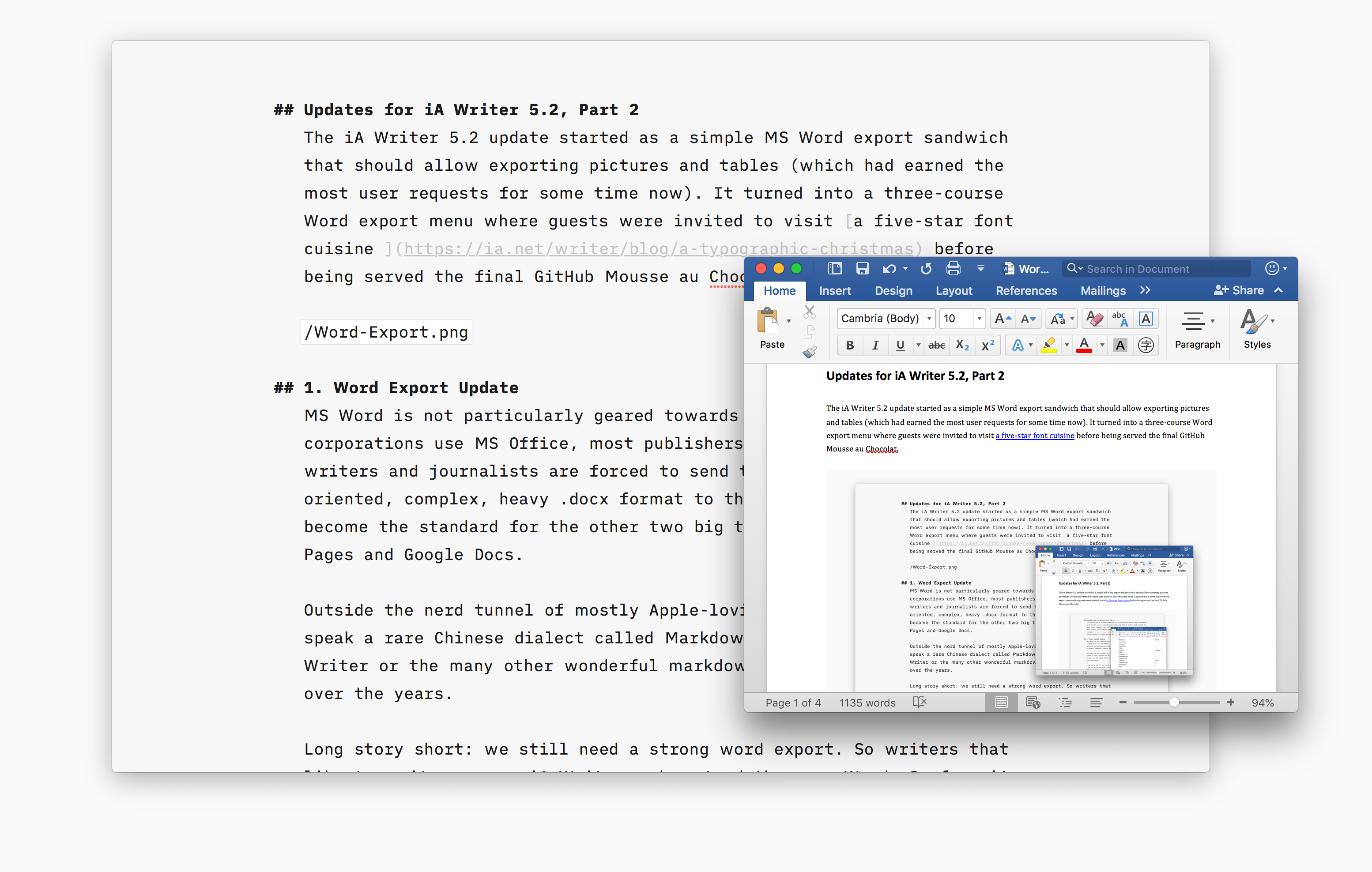 Full Export of Markdown to Docx