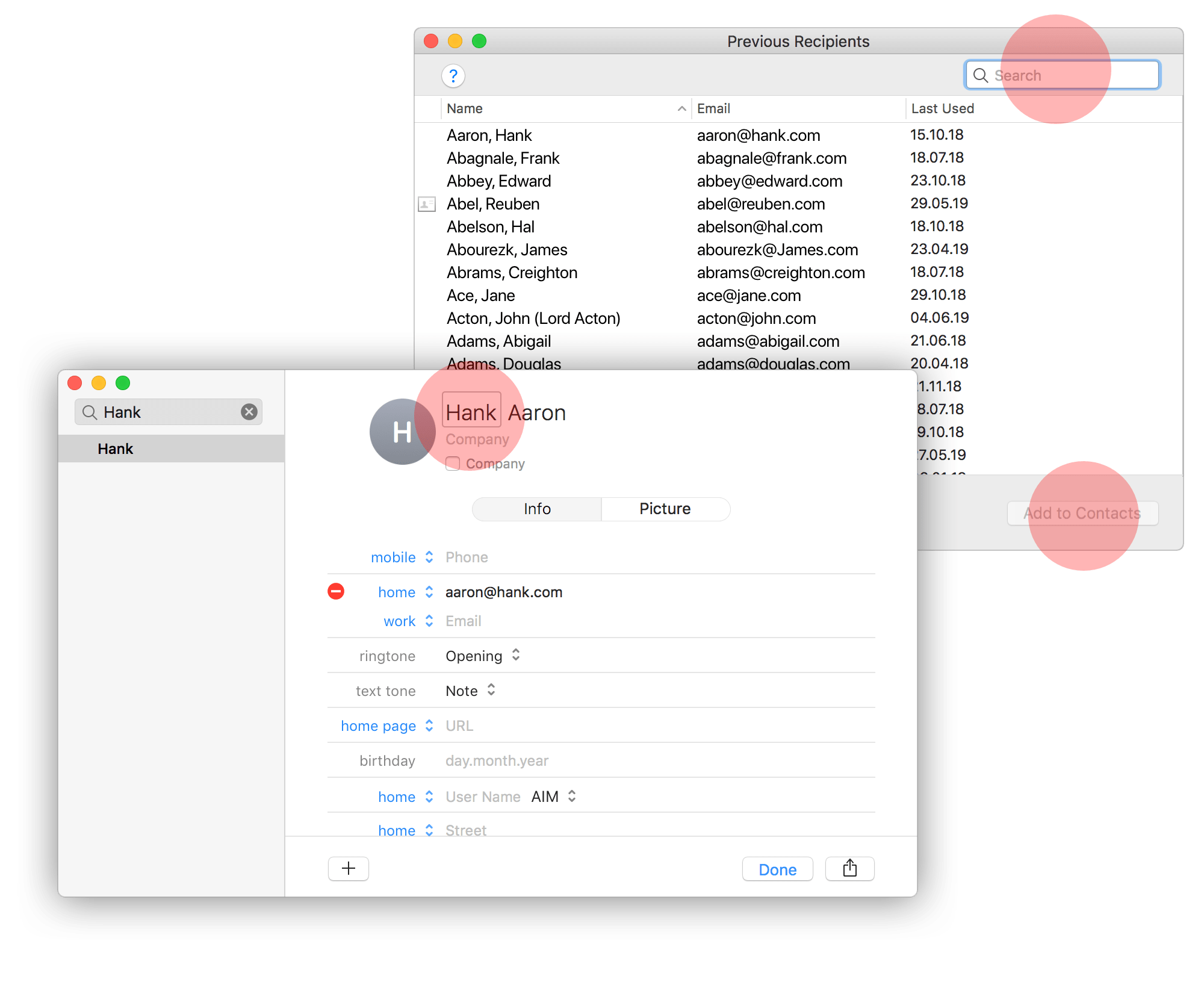 Edit Mail Recipients in Mac Mail and Contacts