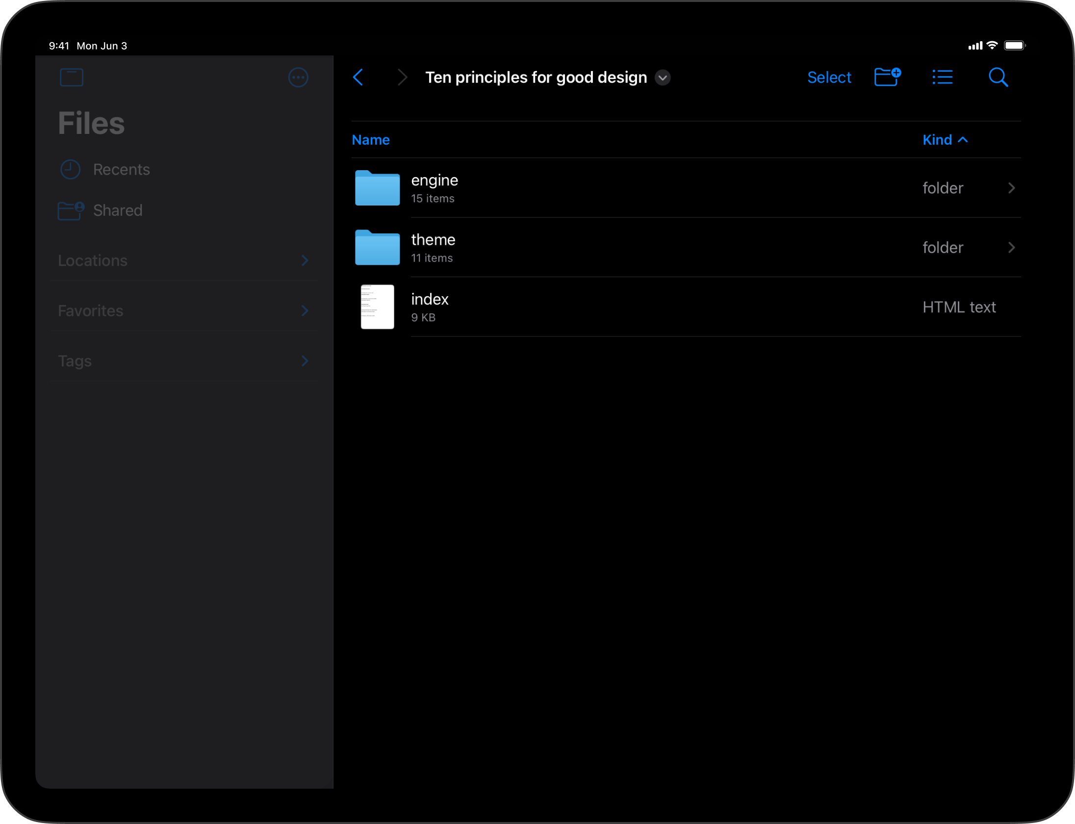 How the HTML export in the iOS Files.