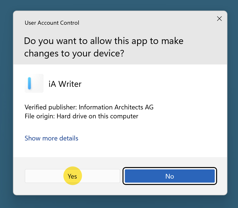 iA Writer for Windows Admin rights