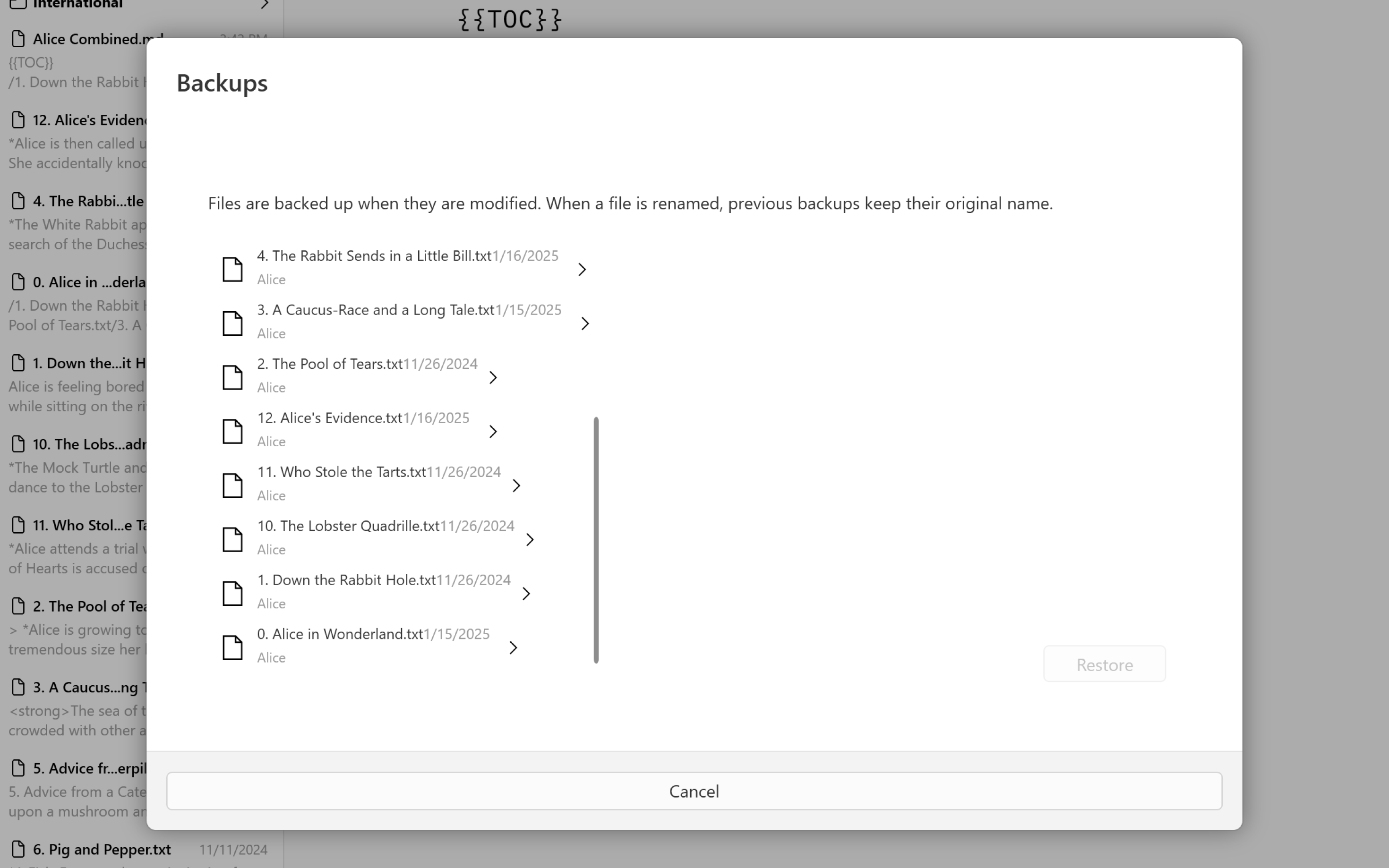 iA Writer for Windows location backups listed