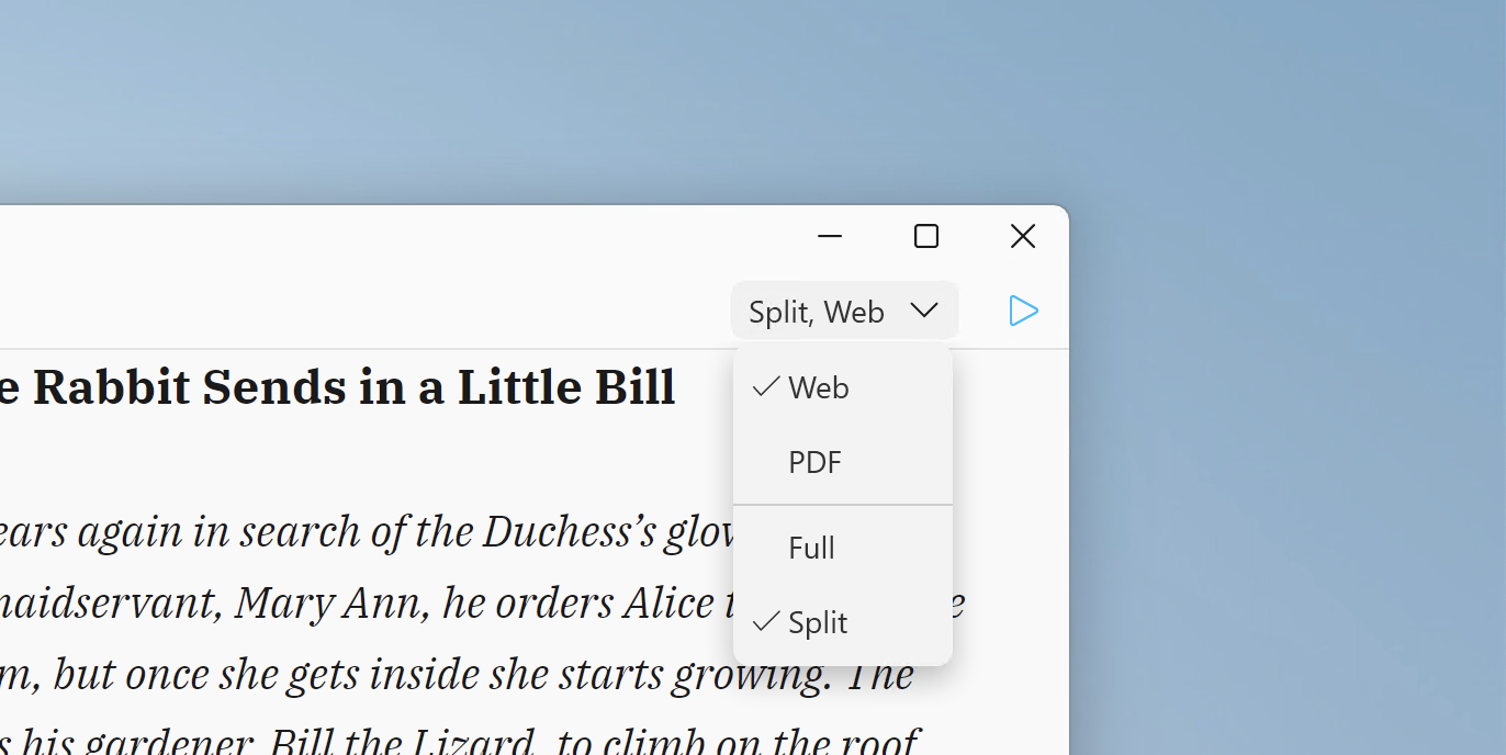 iA Writer for Windows preview mode toggle