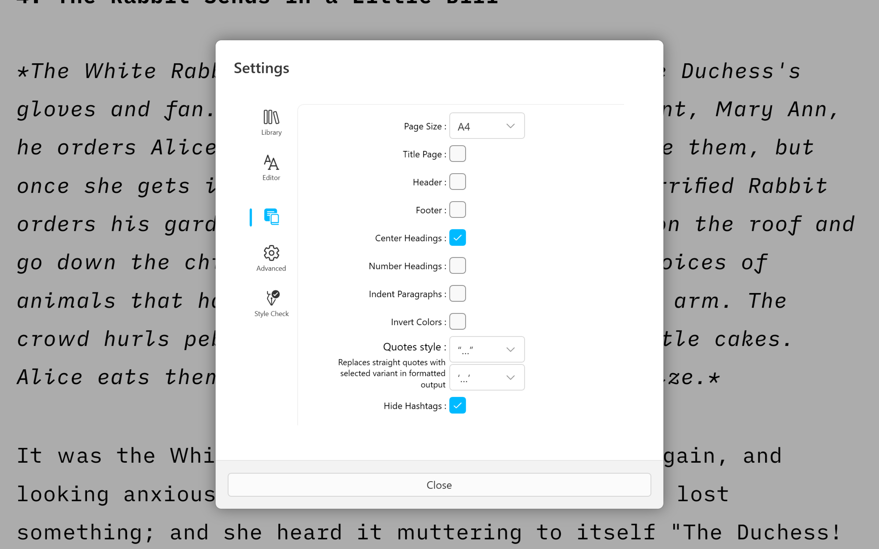 iA Writer for Windows template settings