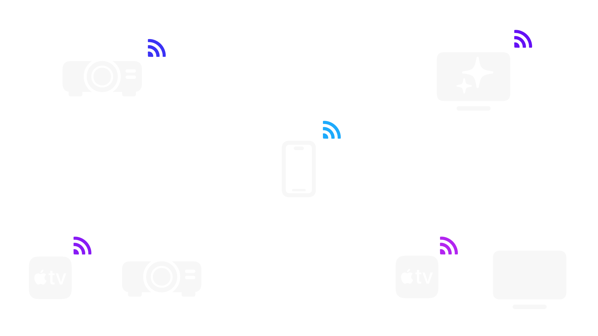 Icons representing wireless connections for iPhones.