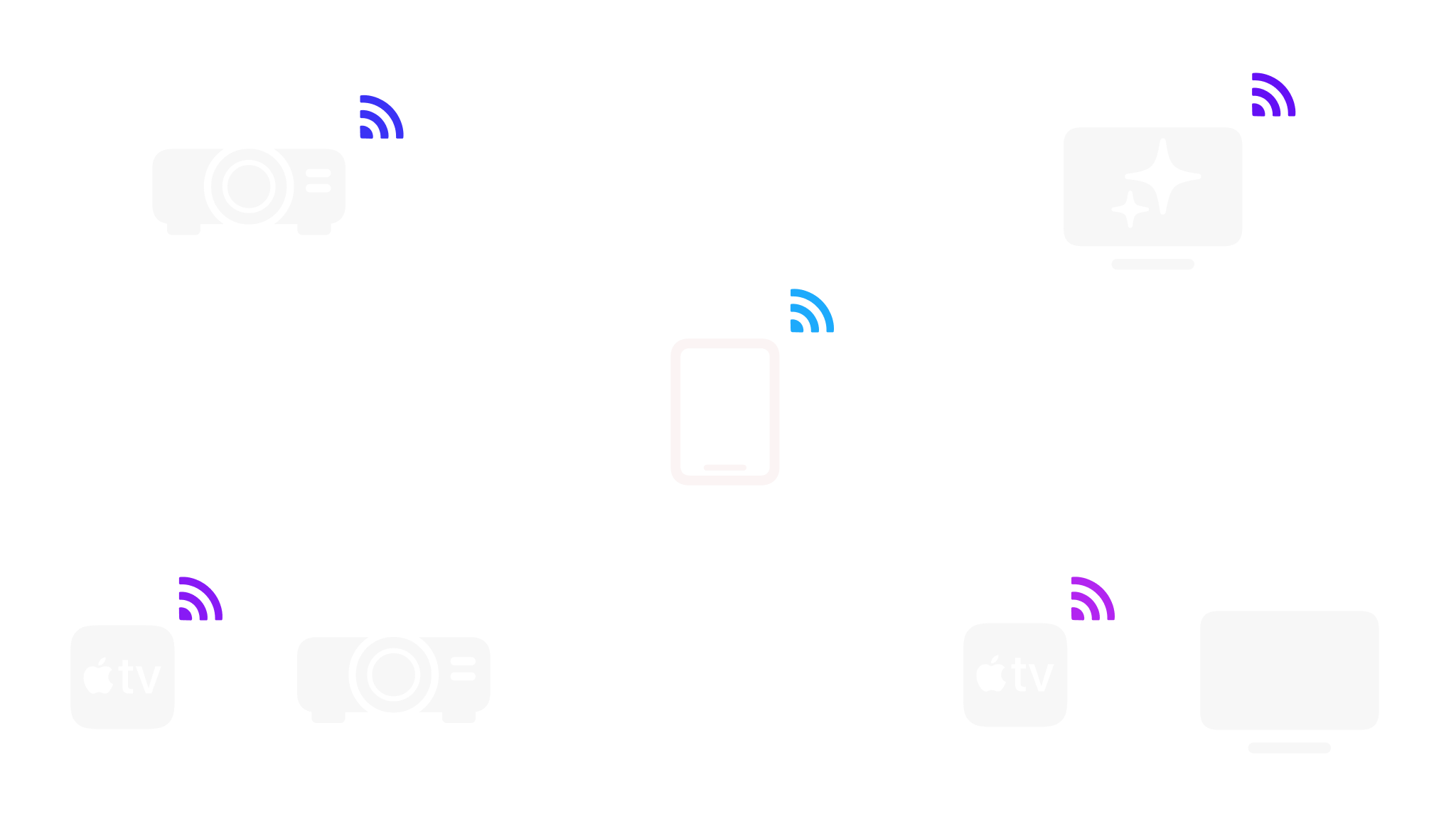 Icons representing wireless connections for iPads.