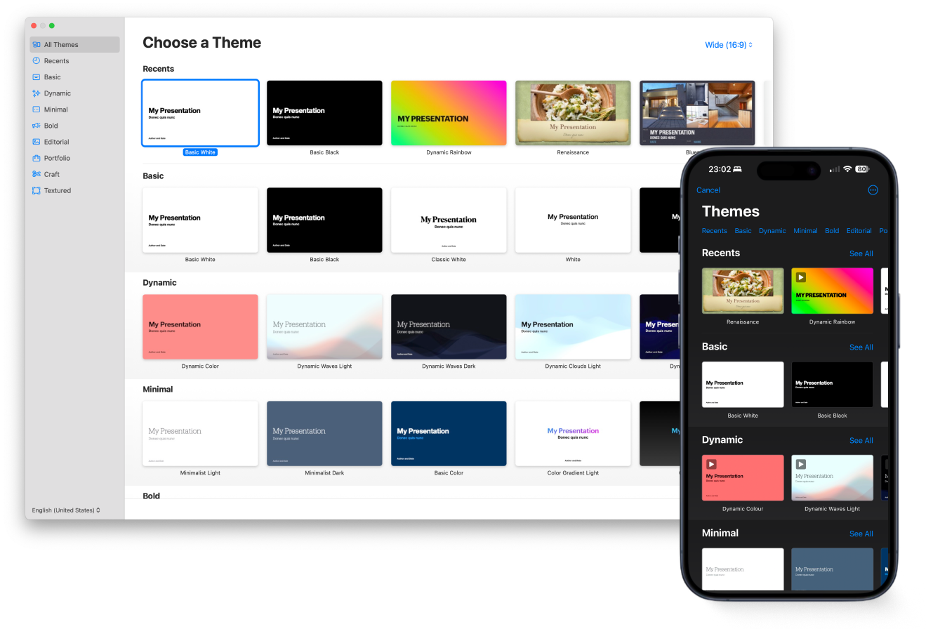 Start in Keynote: Pick a Layout