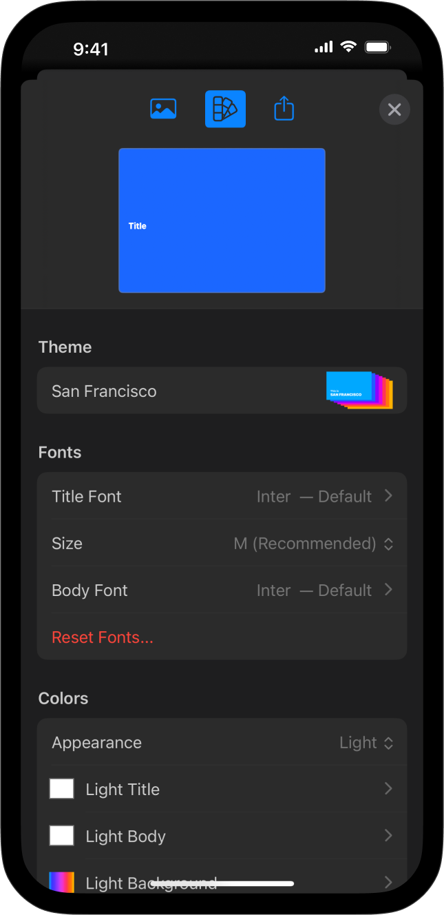 The Design menu’s main interface.