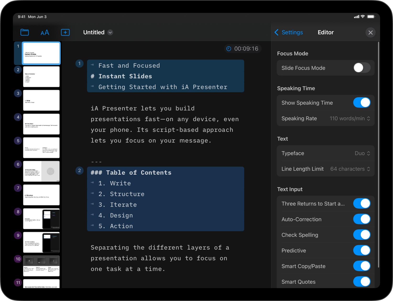Screenshot of the Editor Menu Settings options