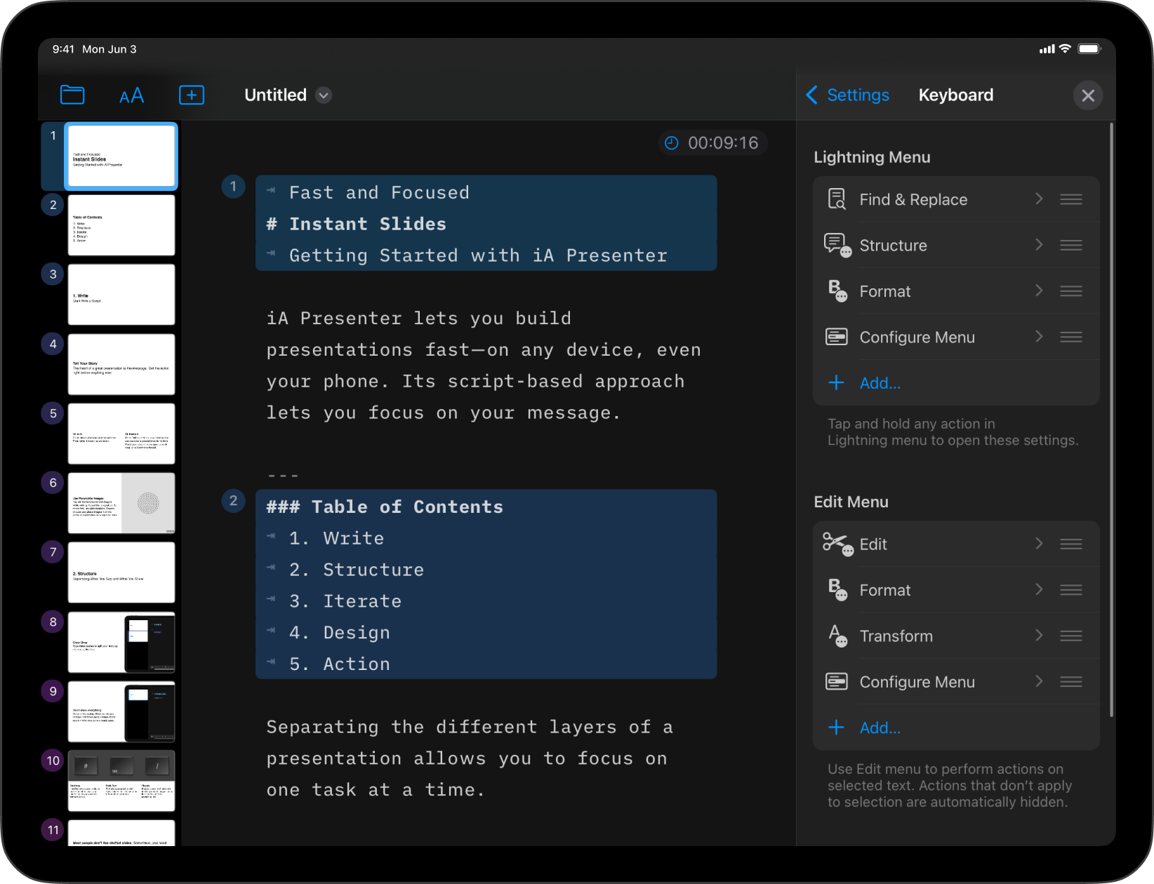 Screenshot of the Keyboard Menu Settings options