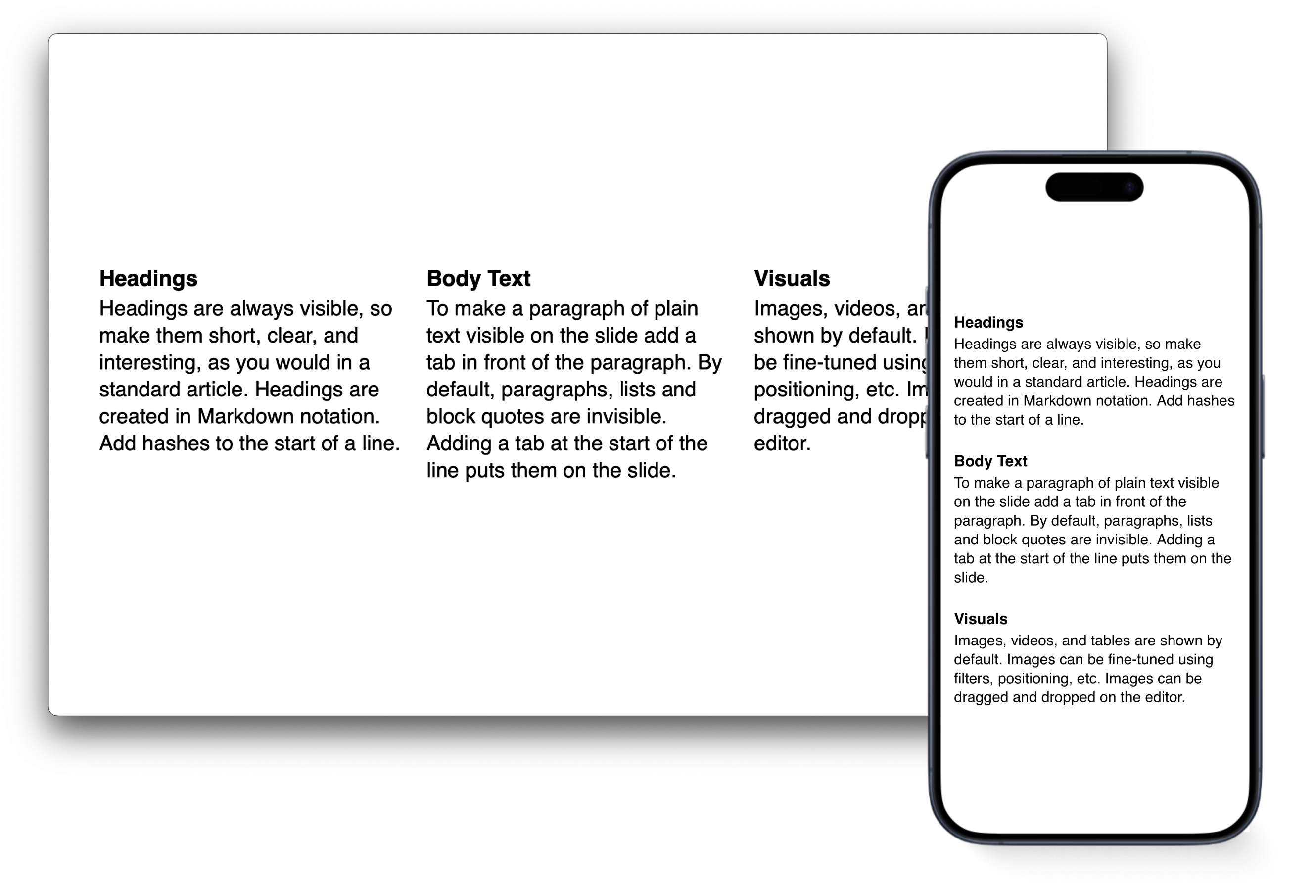 Three-Columns Text Mobile Desktop
