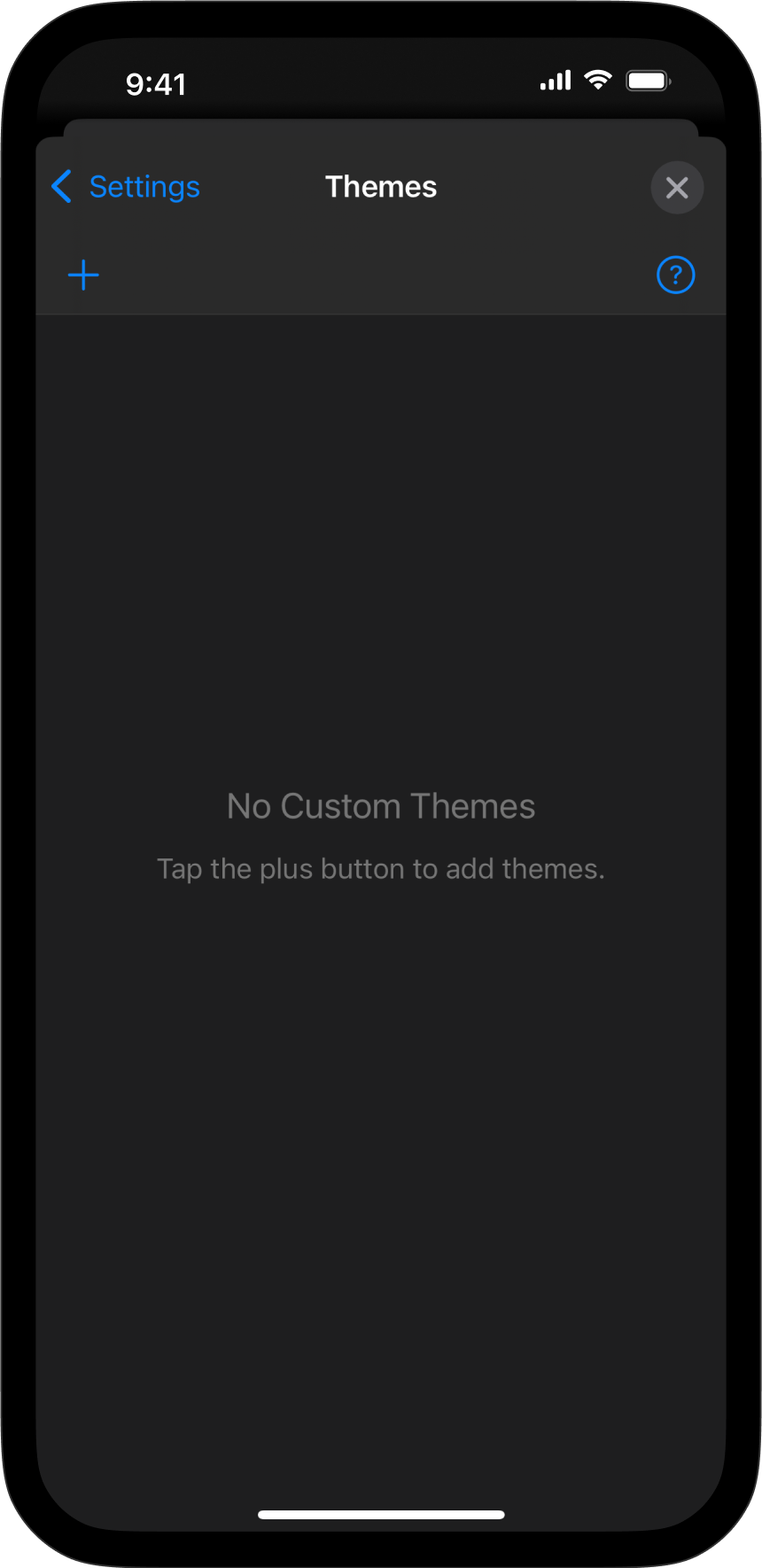 Screenshot of the Theme Menu Settings options