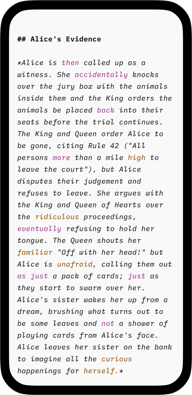 Screenshot of Writer for iOS with Syntax Highlight enabled