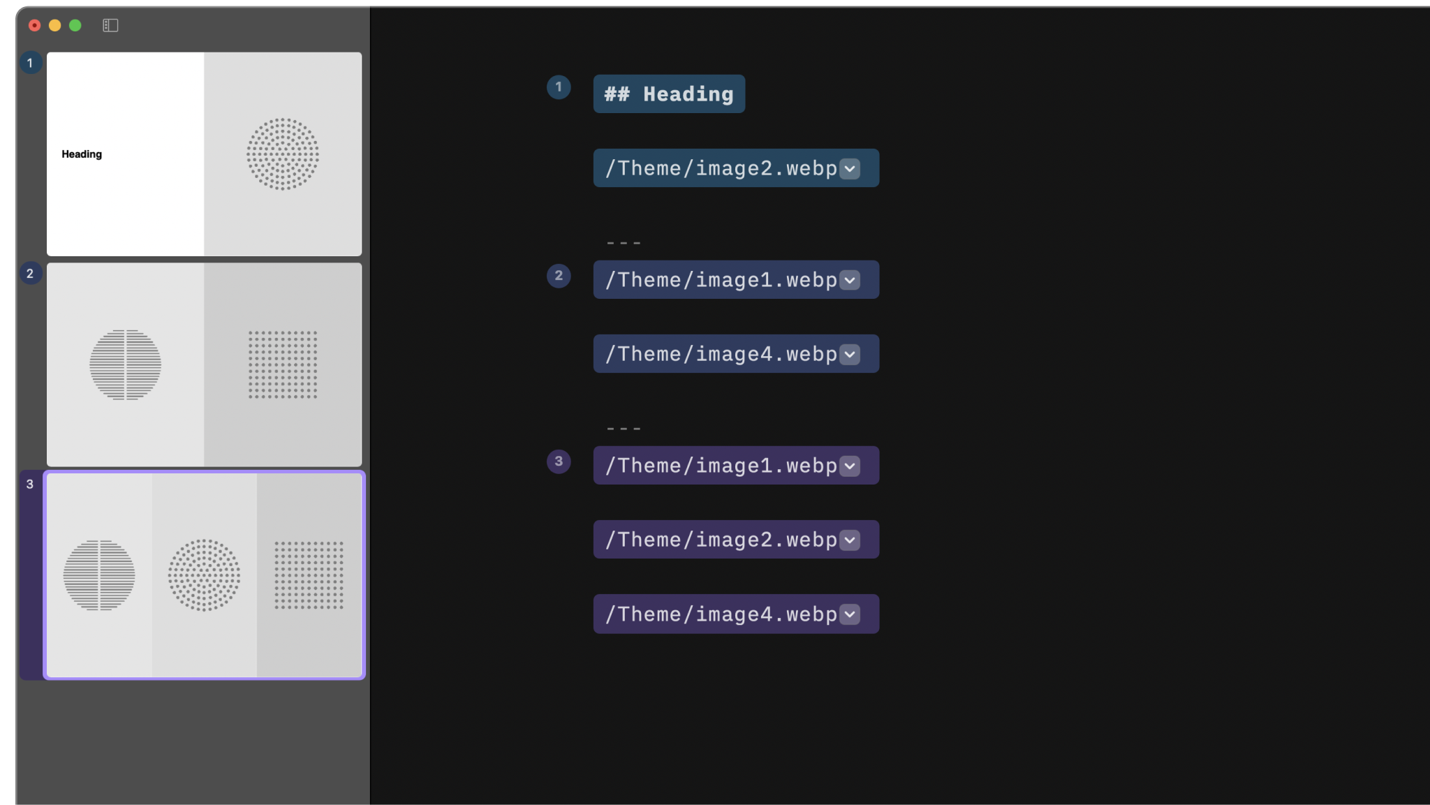 A title and an image in the same slide, in different cells.