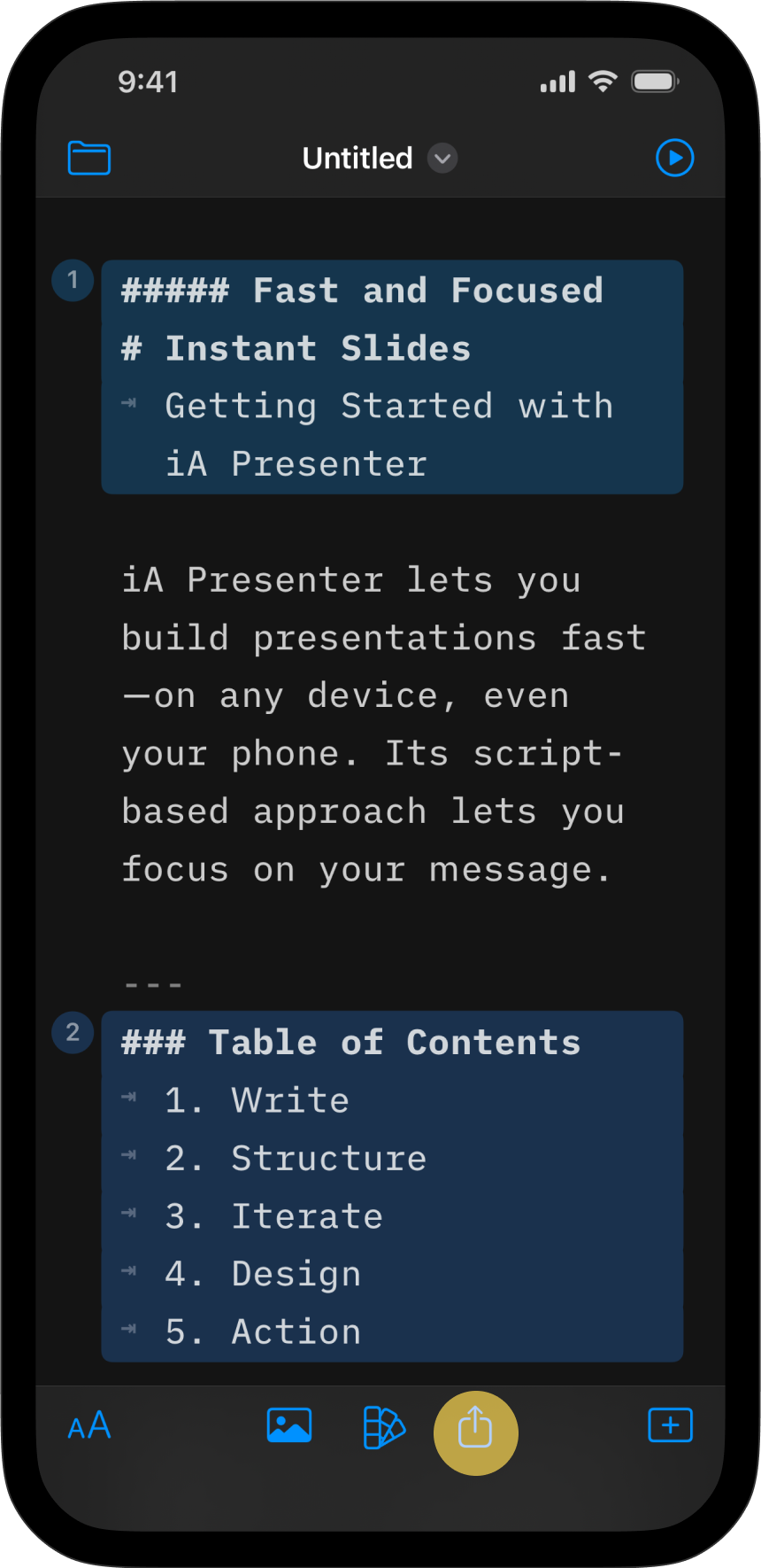 Export options from the Editor sharing button.