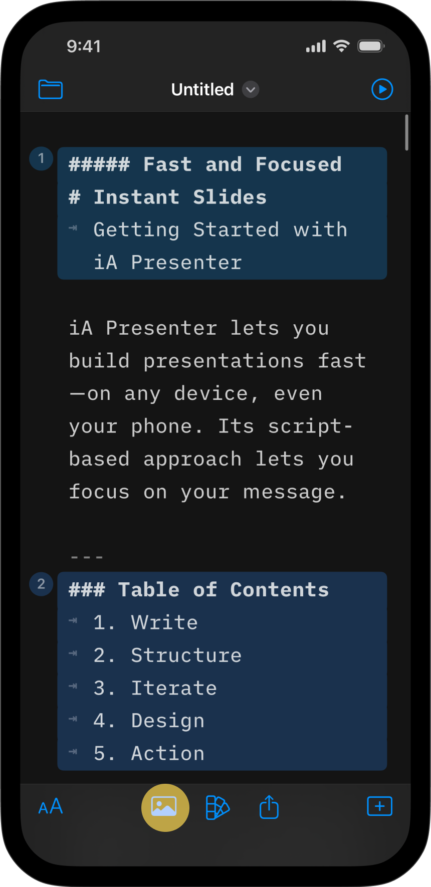 Screenshot of the Media menu button at the bottom-left of the toolbar.