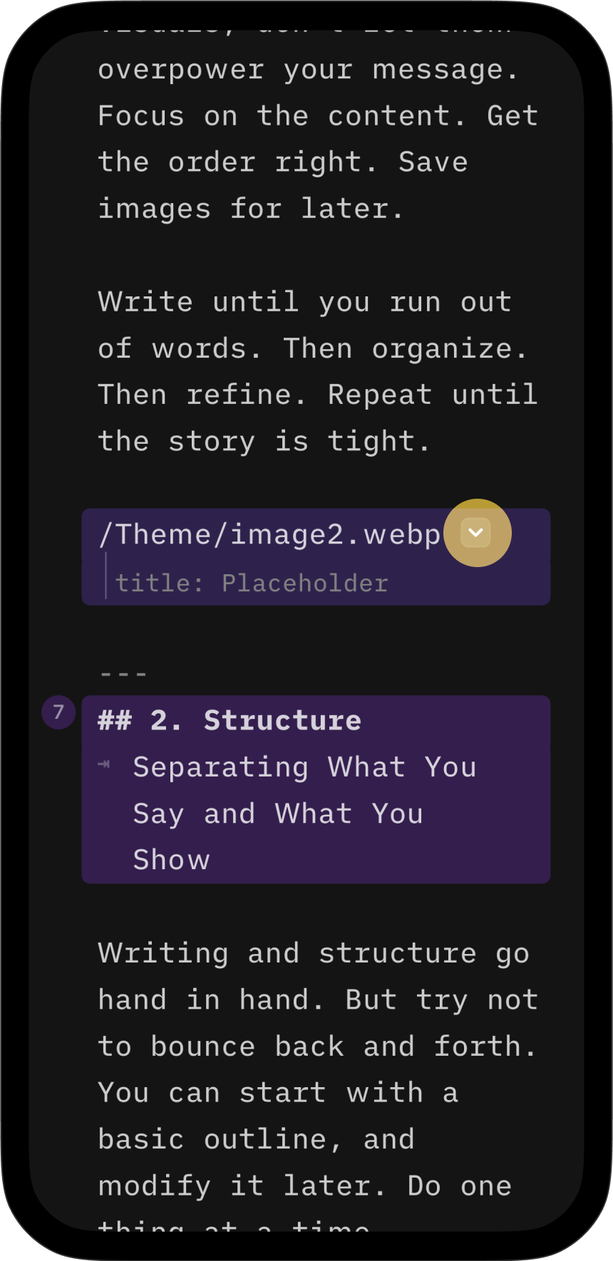 Screenshot showing where to click the dropdown arrow at the end of the image’s path in the Editor