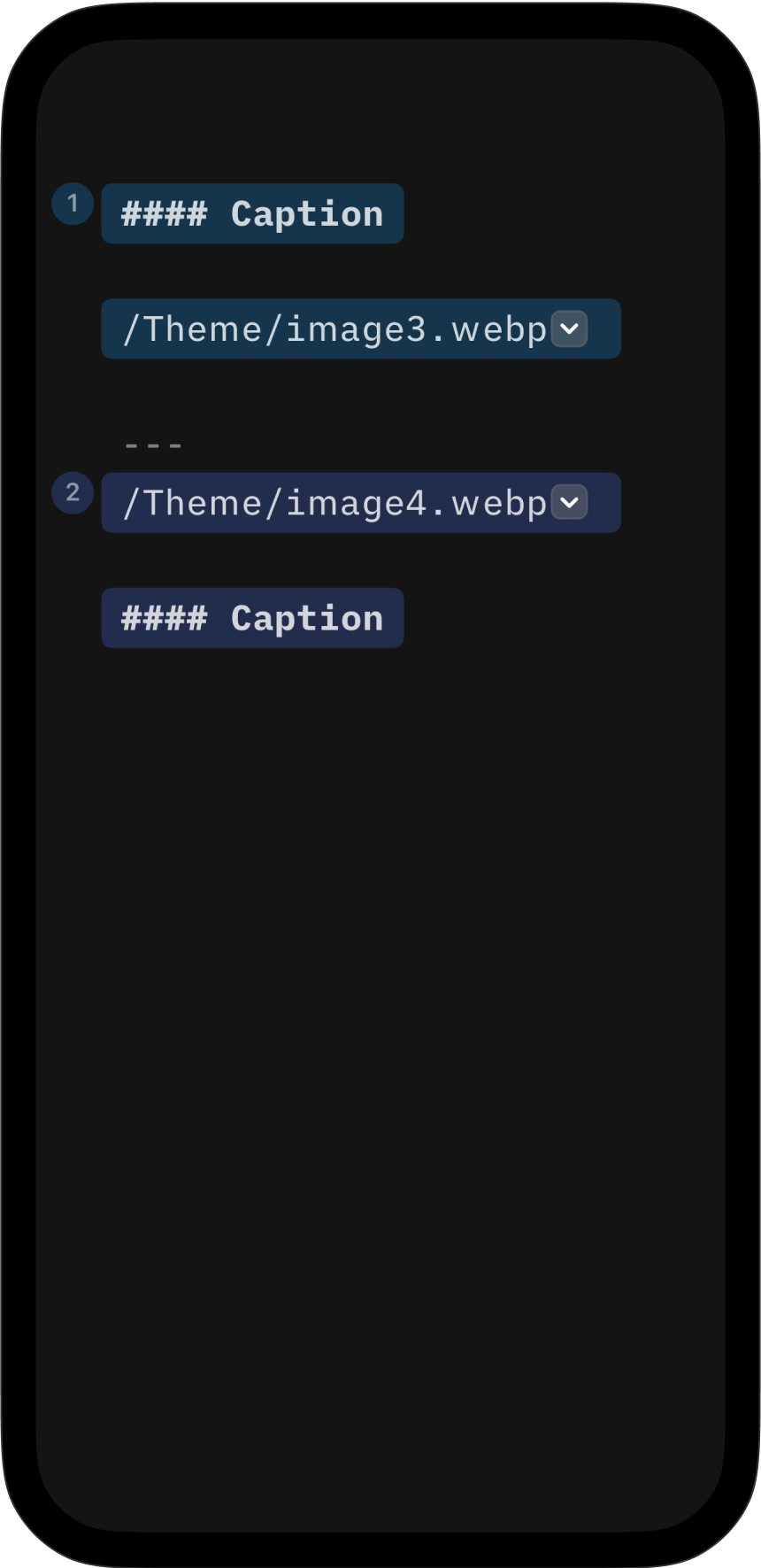 Two ways to showcase a caption with an H4 heading before and after the image.