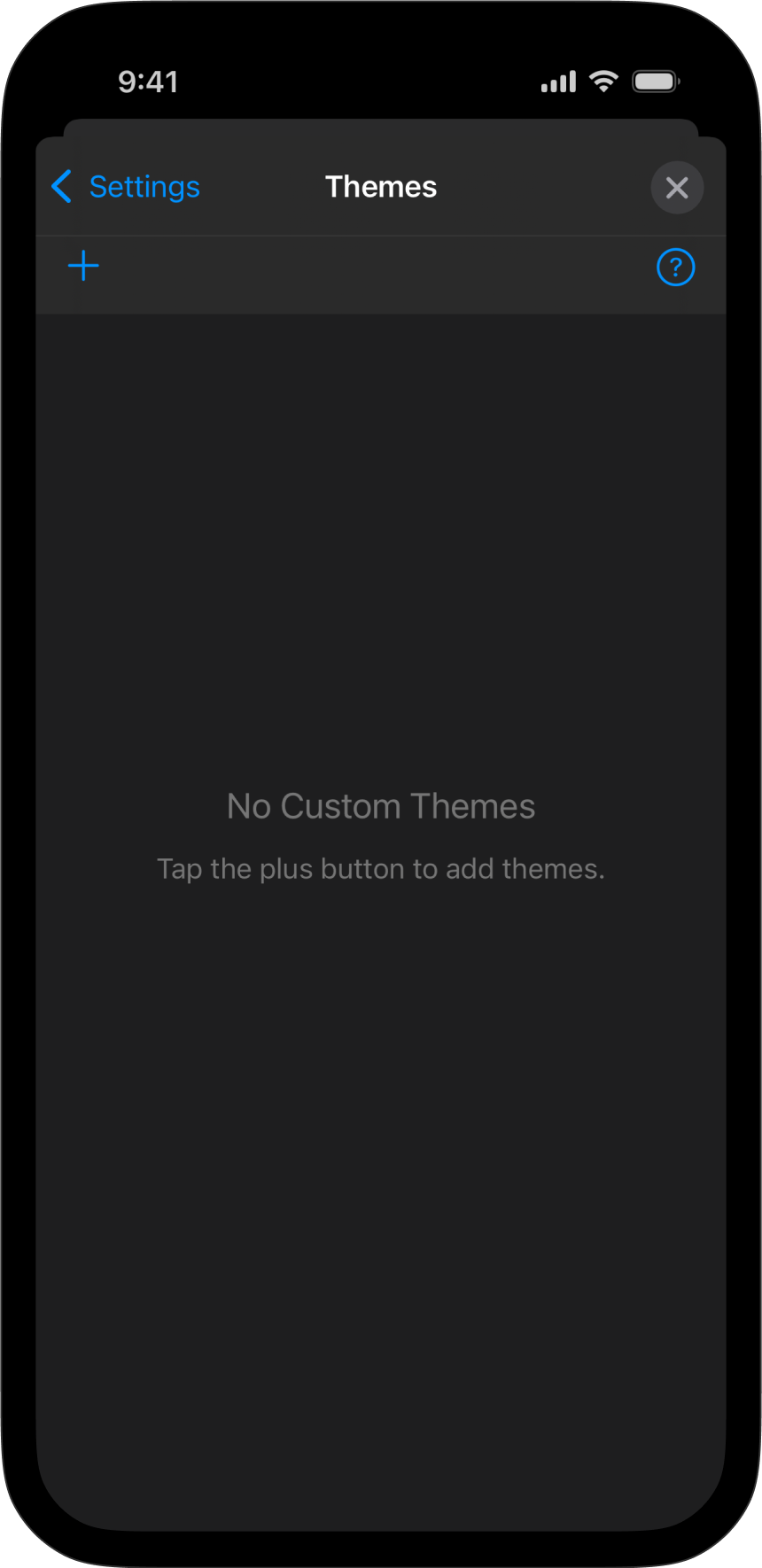 Screenshot of the Theme Menu Settings options