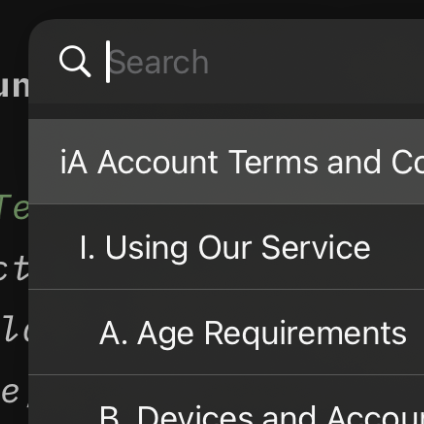 Outline for iA Writer