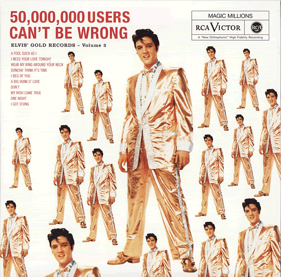 “50 Million Users Can’t Be Wrong” parody of the Elvis Presley greatest hits album