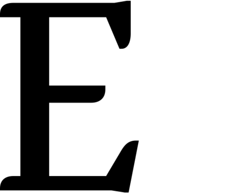 Capital E., from the Fresco typeface