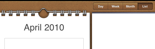 Kitsch leather buttons in the Calendar app