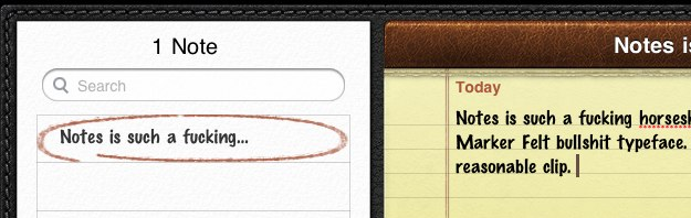 Apple’s skeuomorphic Notes app on iPad