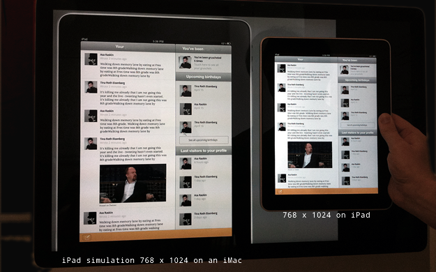 Comparison of an iPad mockup on an iMac’s screen and on an actual iPad